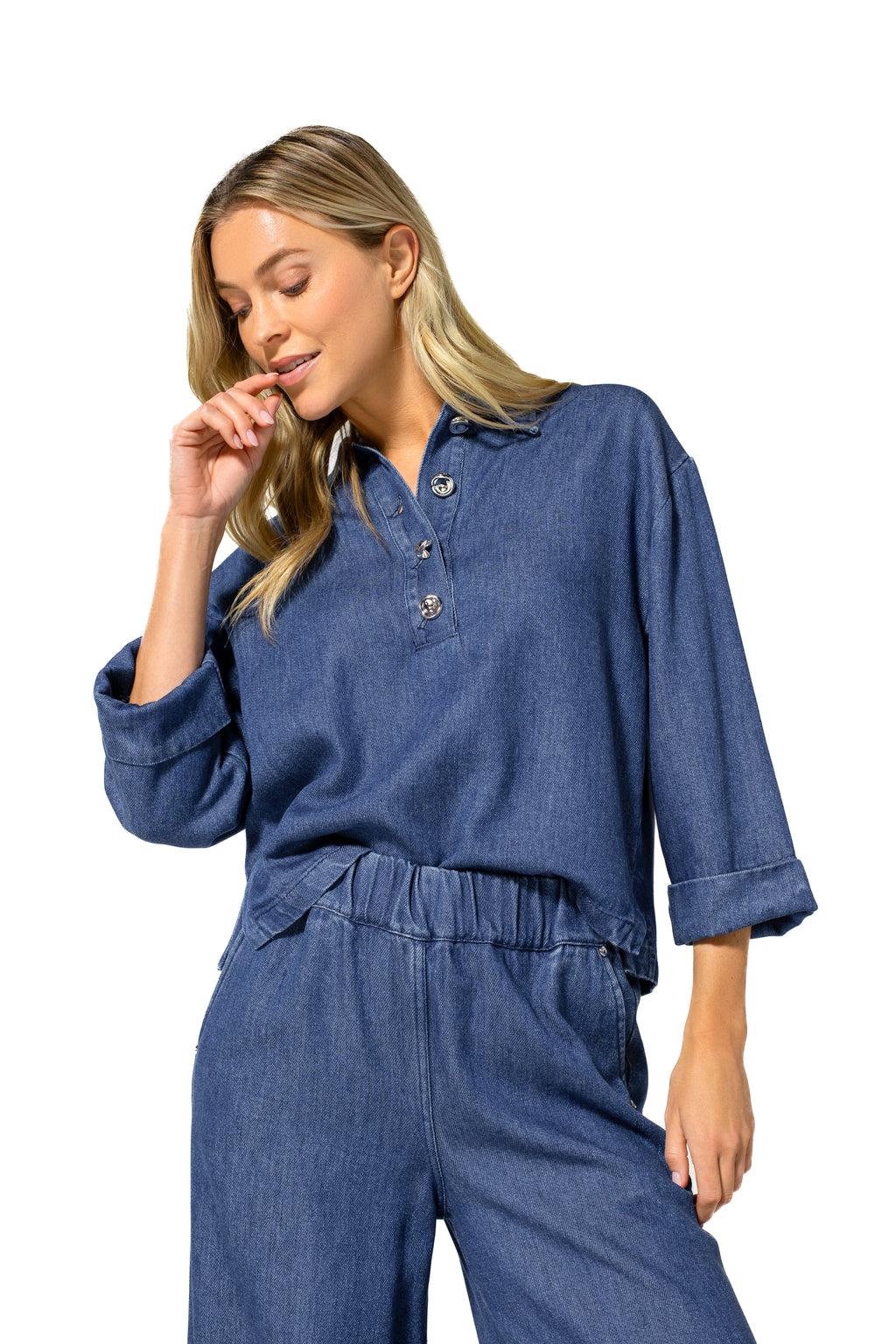 Blouses lange mouw blauw Caroline Biss