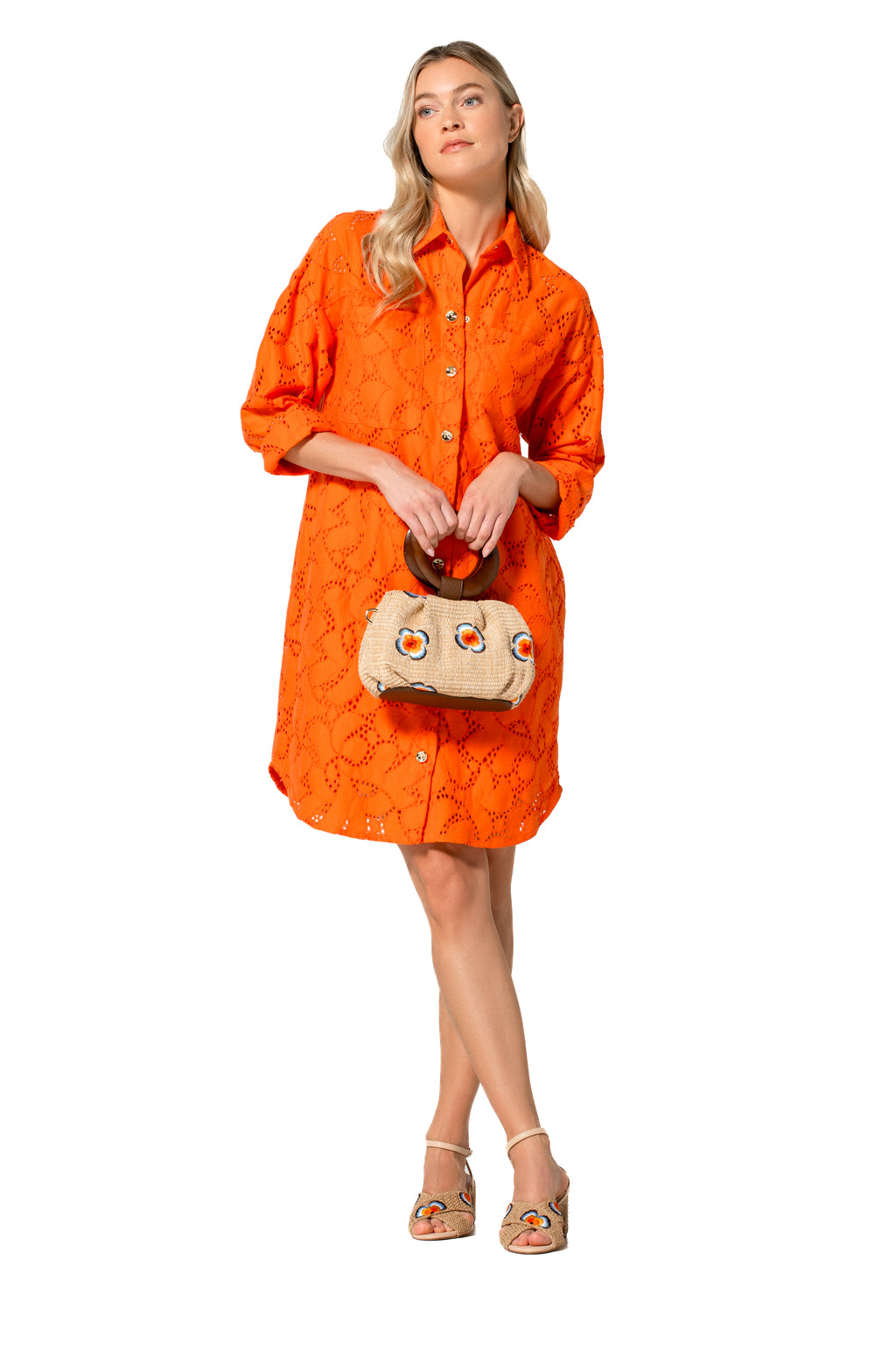 Jurken lange mouw oranje Caroline Biss