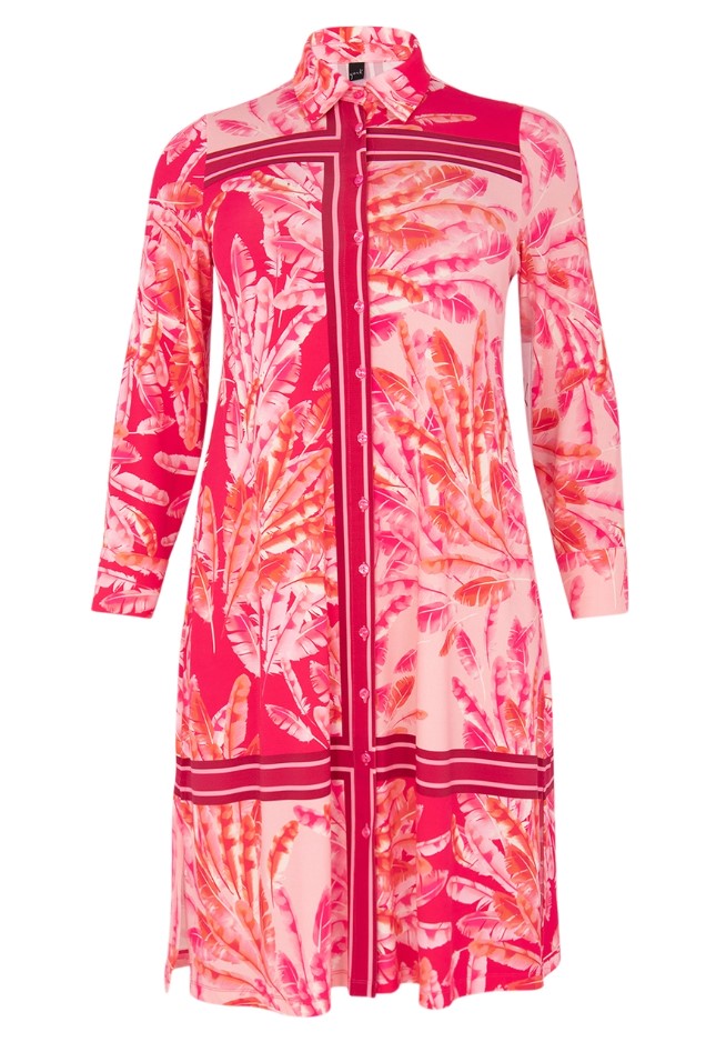 Jurken lange mouw roze Yoek