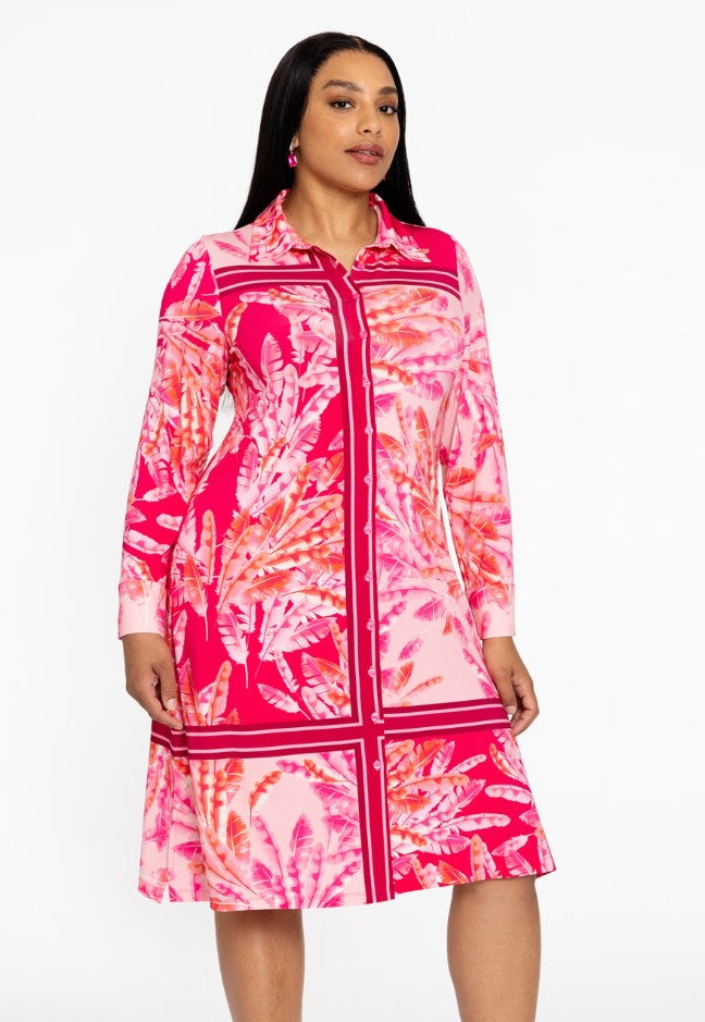 Jurken lange mouw roze Yoek