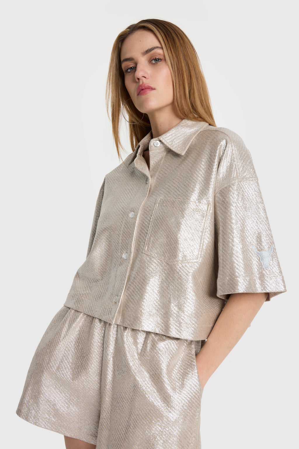 Blouses korte mouw zilver ALIX The Label