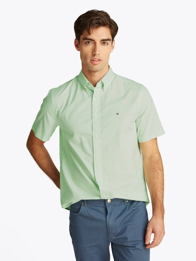 Hemden korte mouw groen Tommy Hilfiger