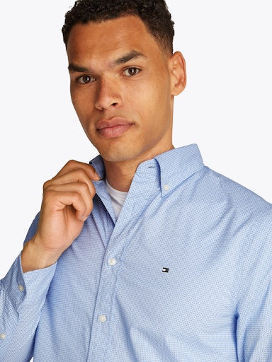 Hemden lange mouw blauw Tommy Hilfiger