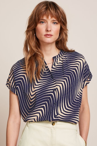 Blouses korte mouw blauw King Louie