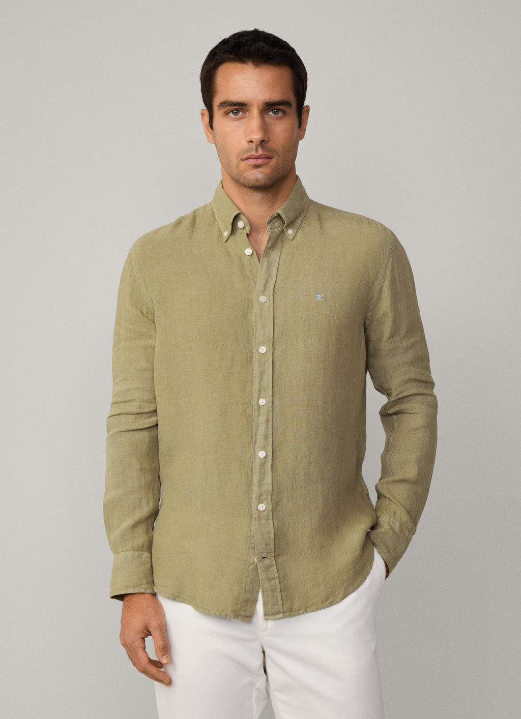 Hemden lange mouw groen Hackett London