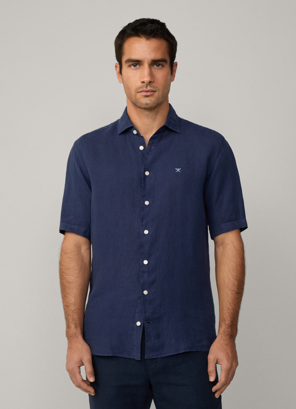 Hemden korte mouw blauw Hackett London