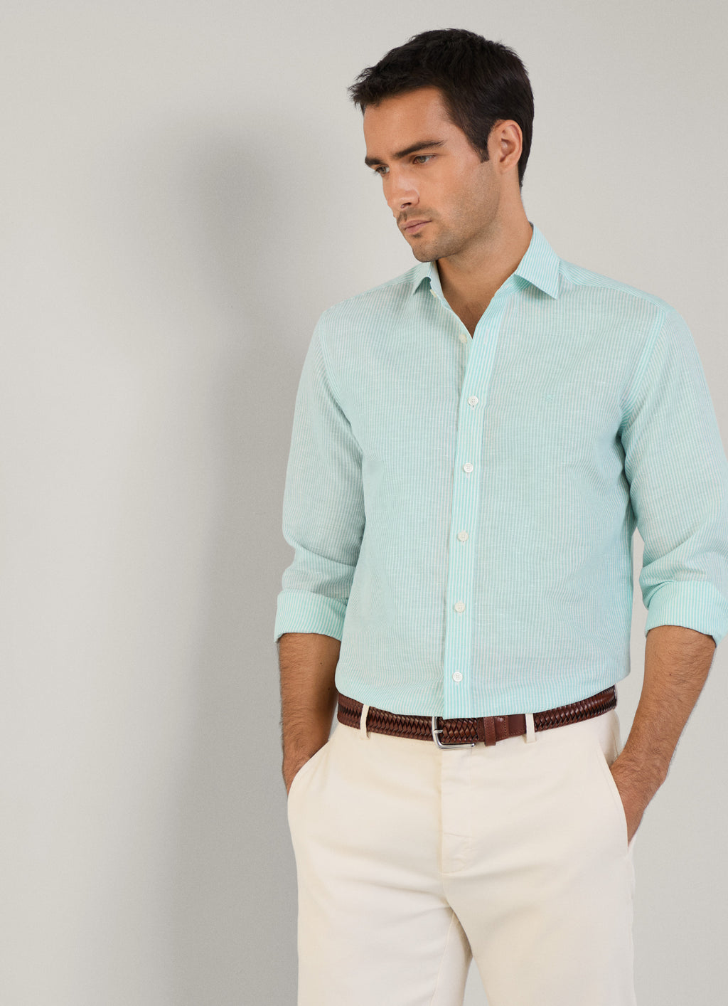 Hemden lange mouw groen Hackett London