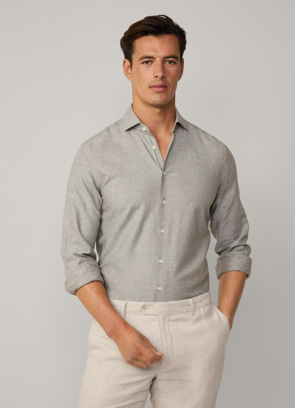 Hemden lange mouw groen Hackett London