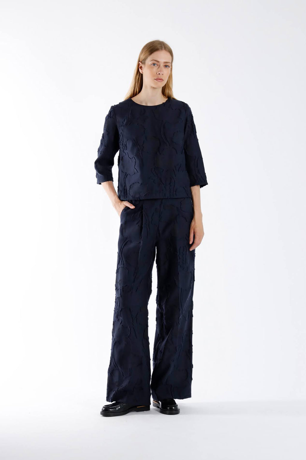 Blouses lange mouw navy Julia June