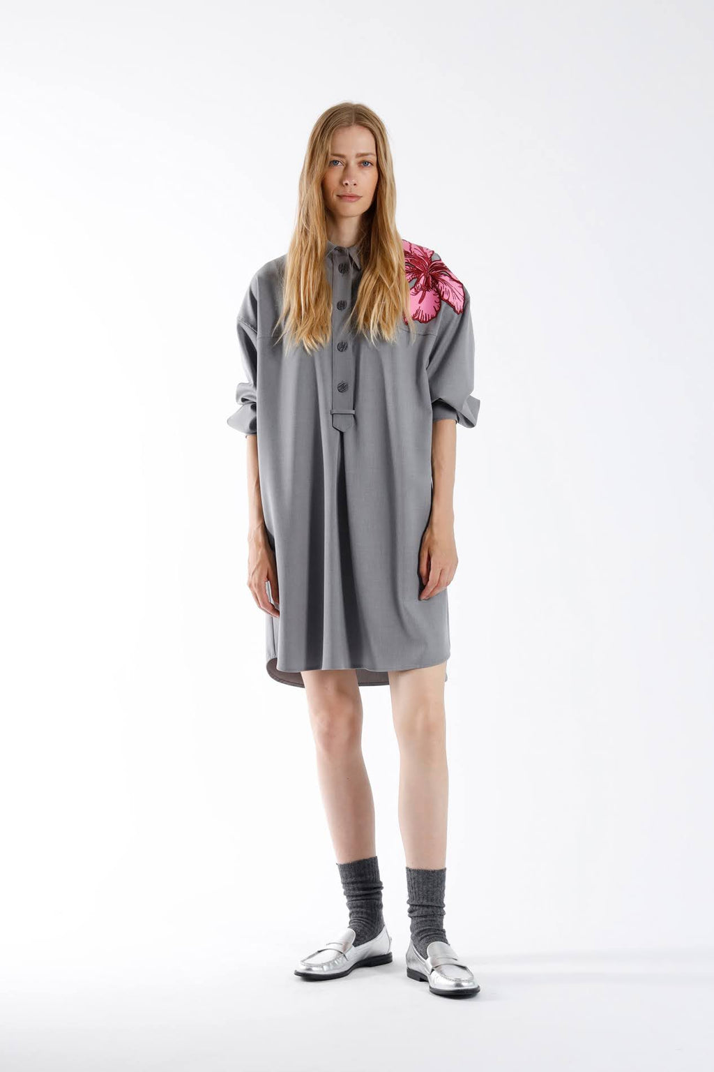 Jurken lange mouw grijs Julia June