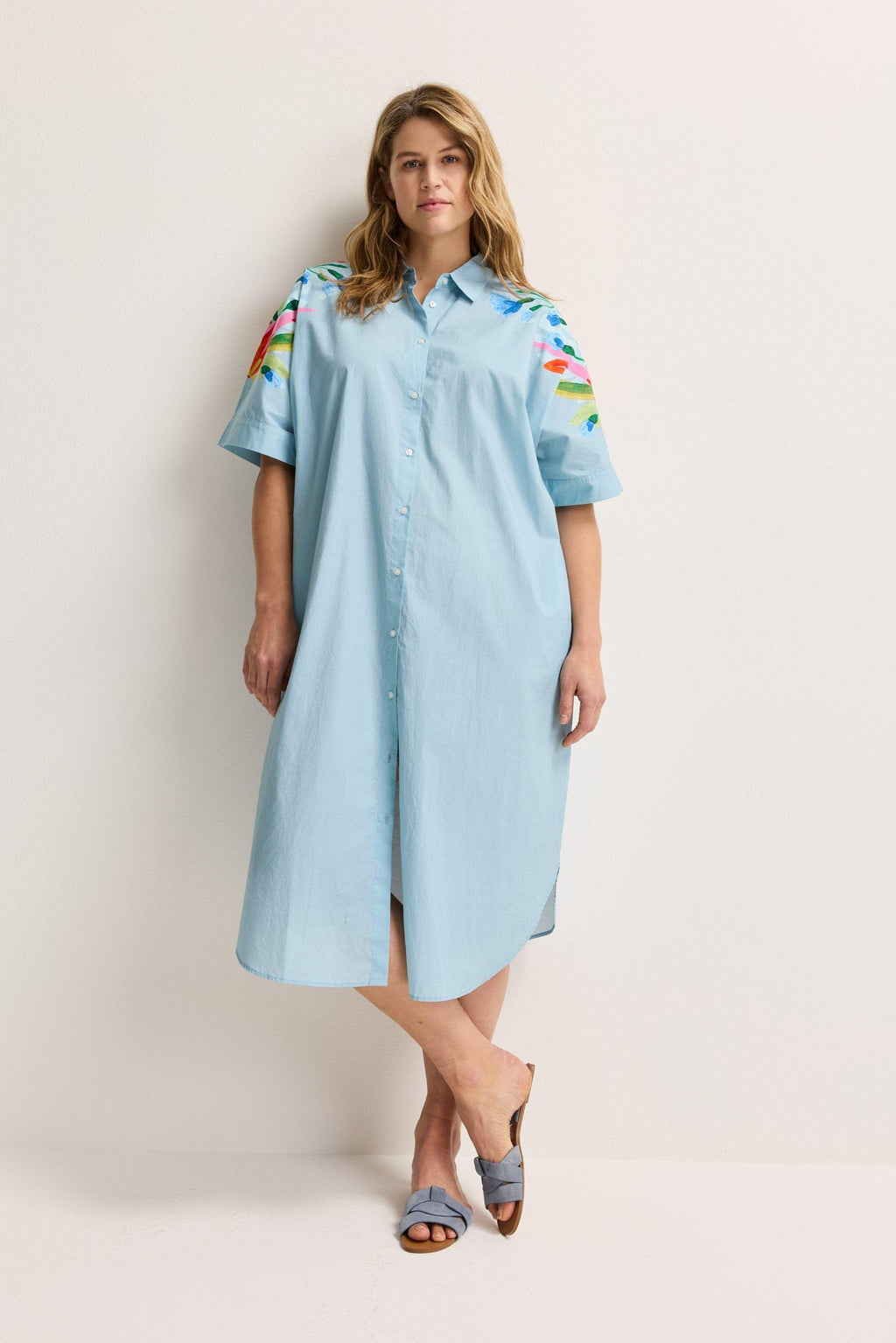 Jurken korte mouw blauw Mayerline