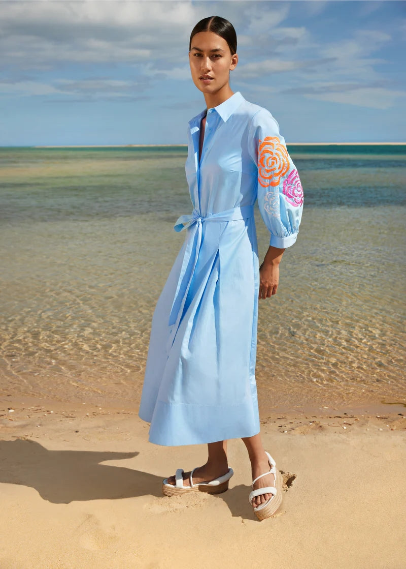 Jurken lange mouw blauw Atmos