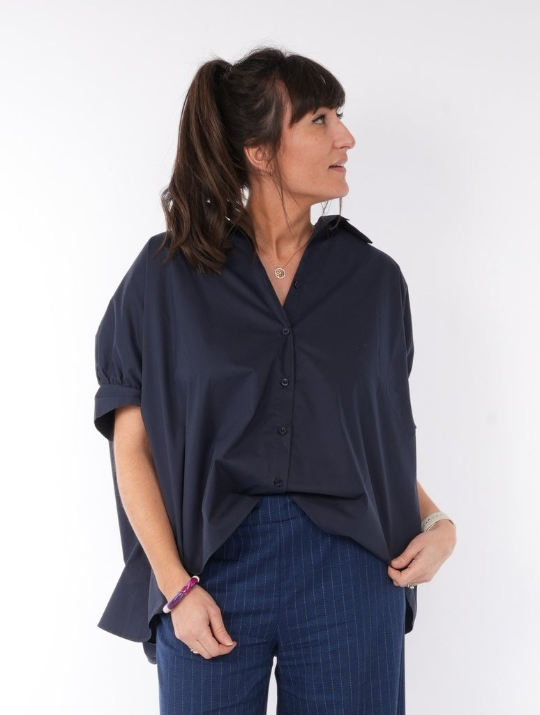 Blouses korte mouw navy BLACK ROSE