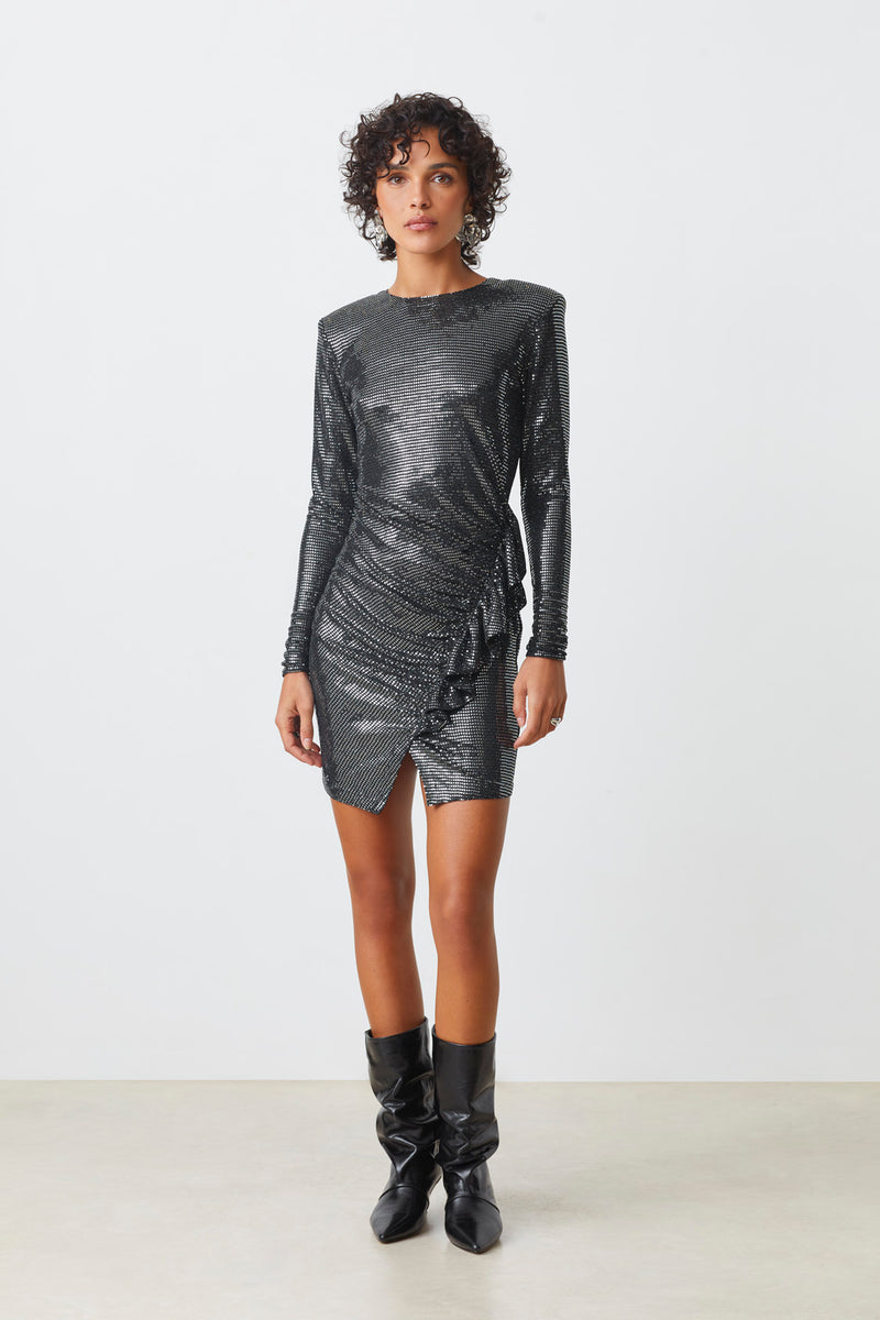 Jurken lange mouw zilver Suncoo Paris