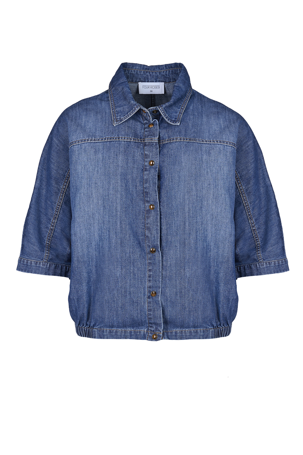 Blouses korte mouw blauw Four Roses