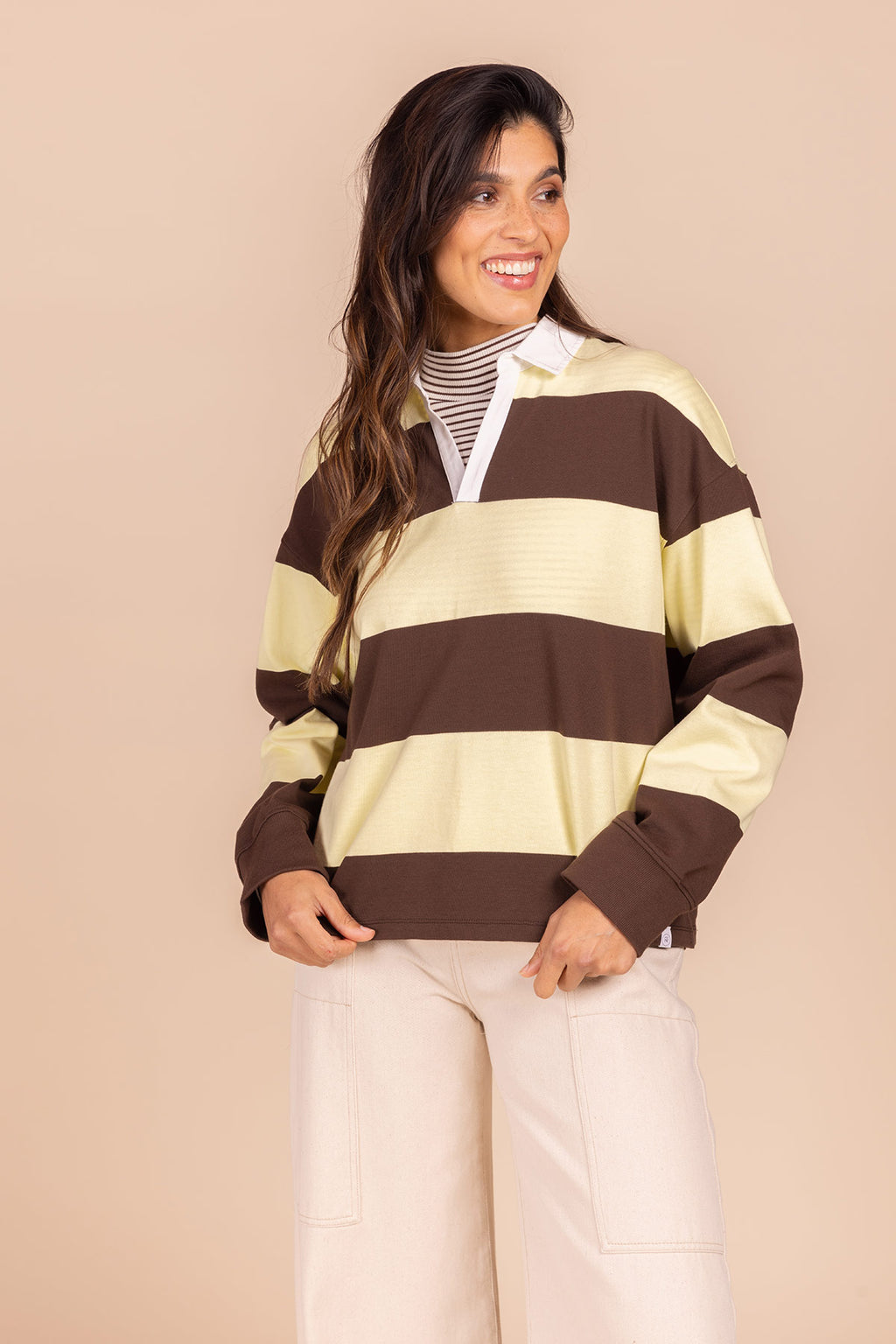 Polo's lange mouw bruin Four Roses