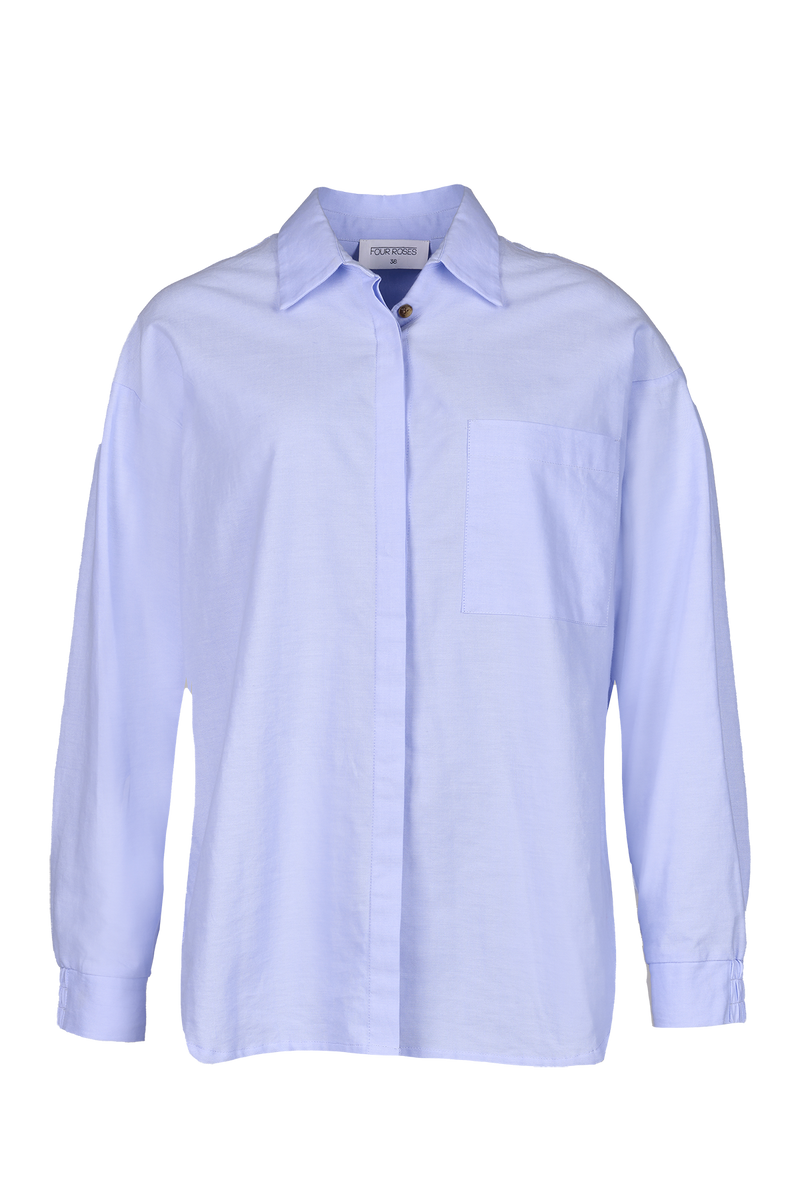 Blouses lange mouw blauw Four Roses