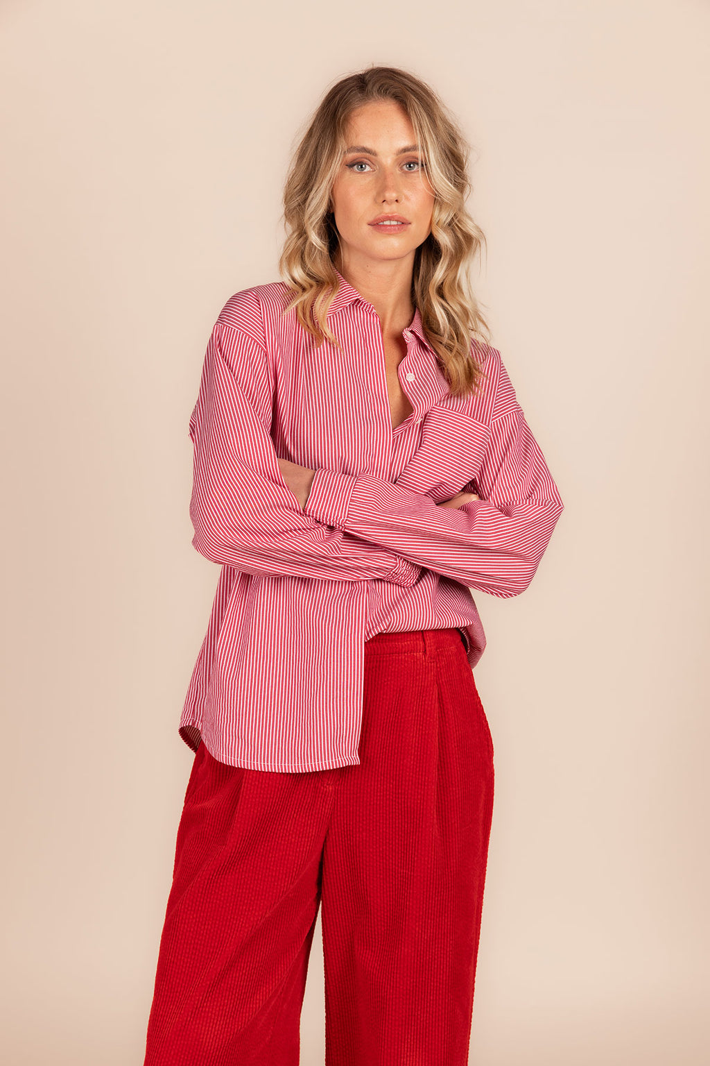 Blouses lange mouw rood Four Roses