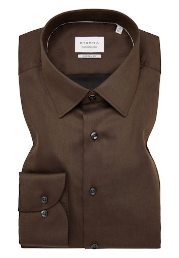 Hemden lange mouw bruin ETERNA