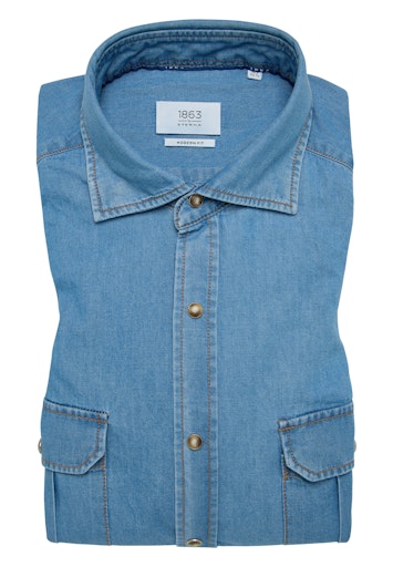 Hemden lange mouw blauw ETERNA