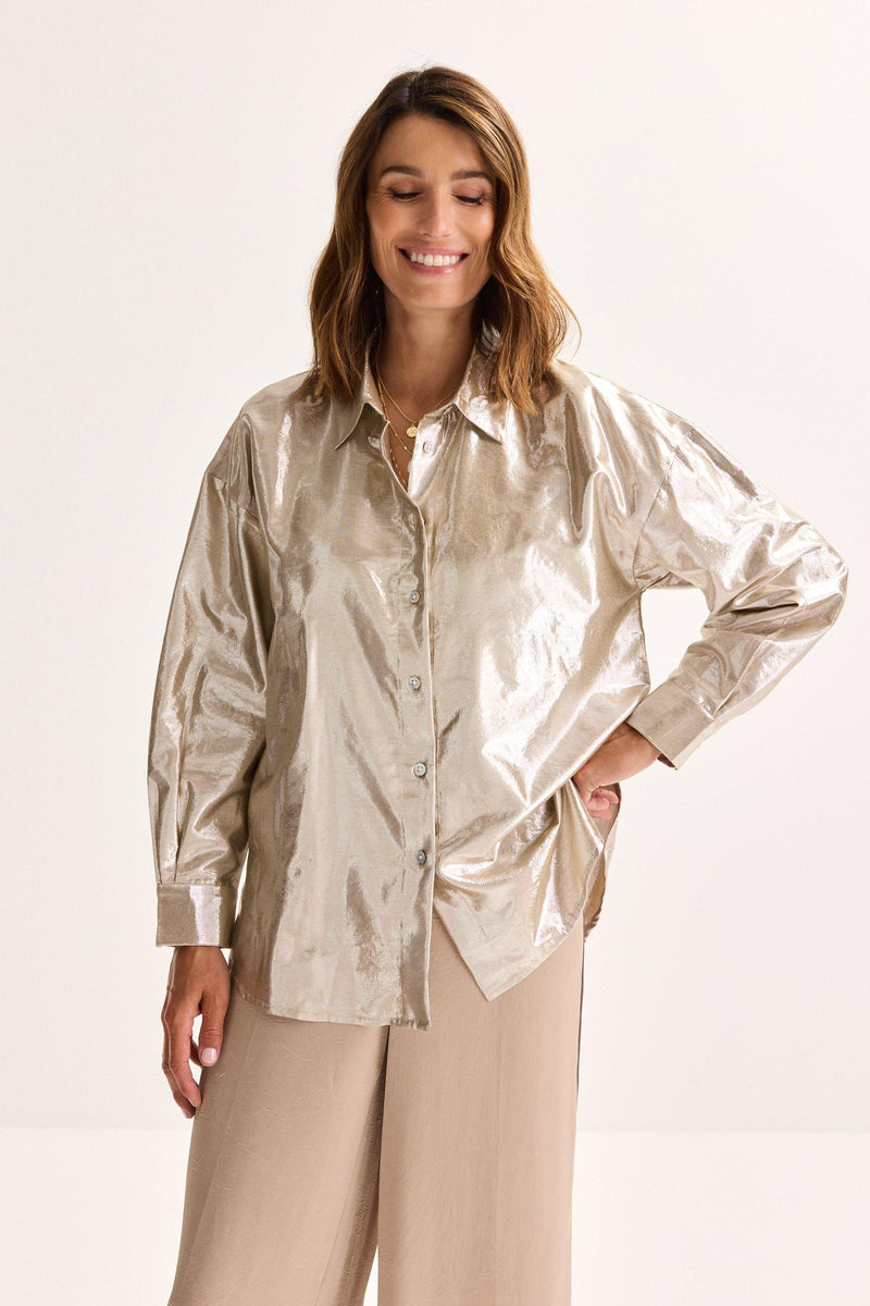 Blouses lange mouw goud Améline