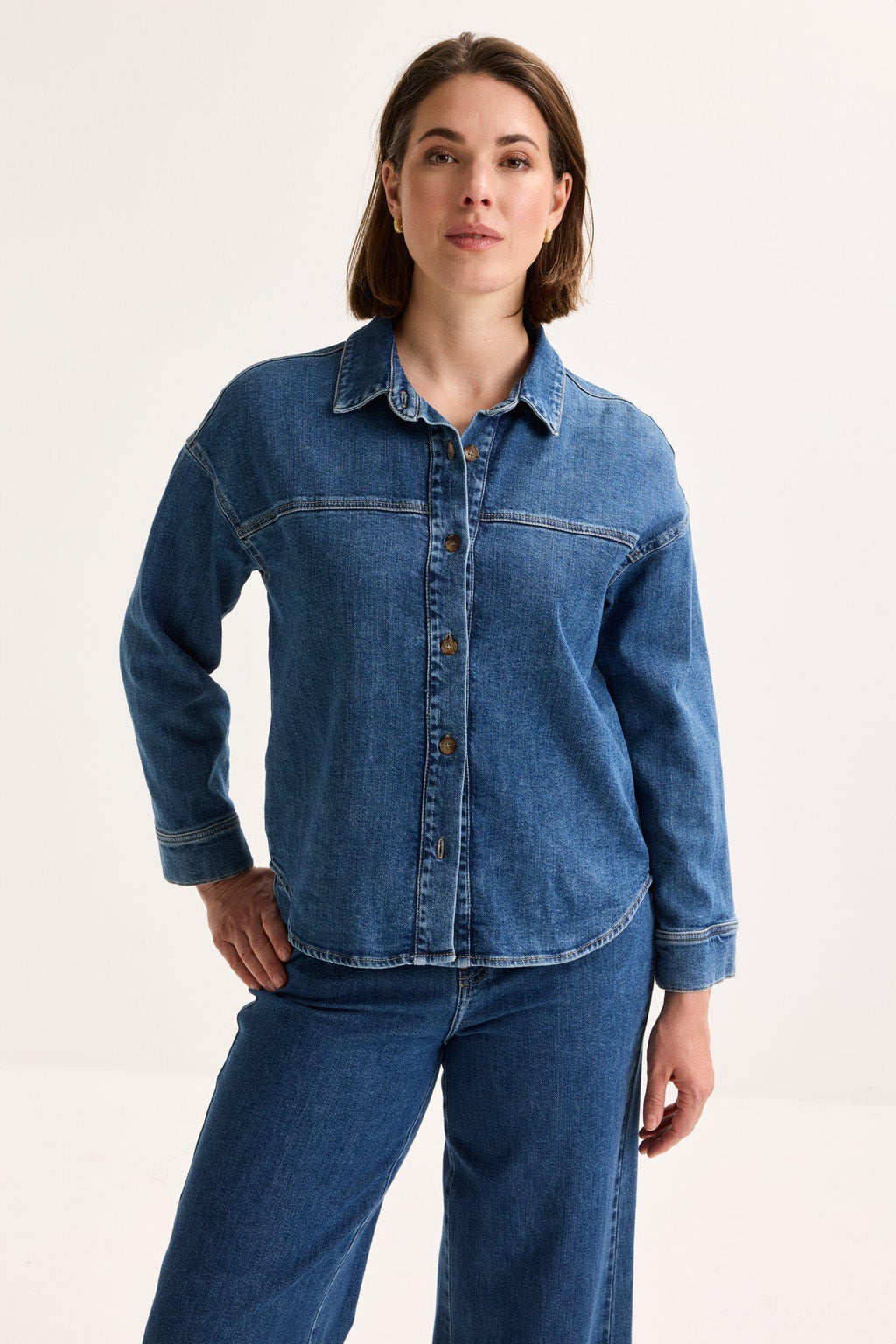 Blouses lange mouw blauw Améline