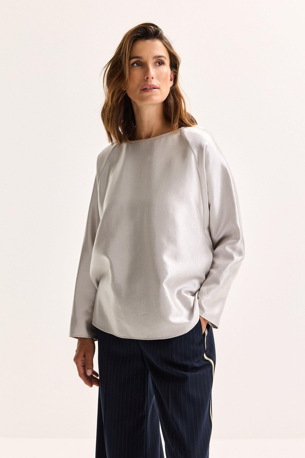 Blouses lange mouw grijs Améline