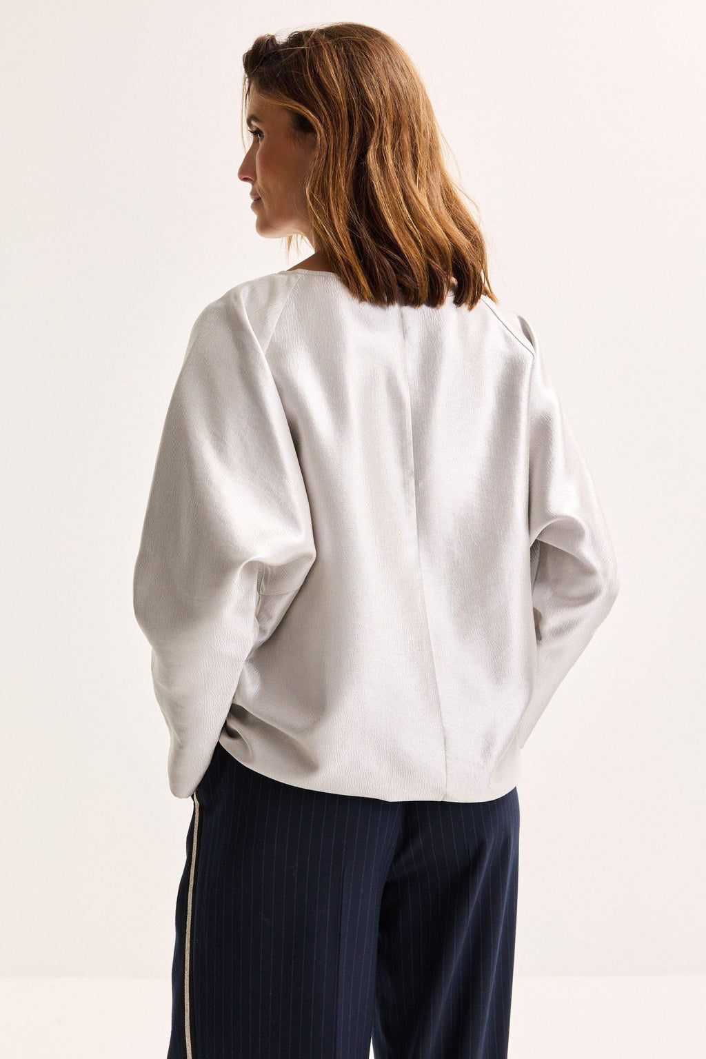 Blouses lange mouw grijs Améline