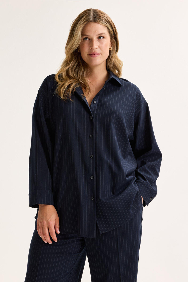 Blouses lange mouw navy Améline