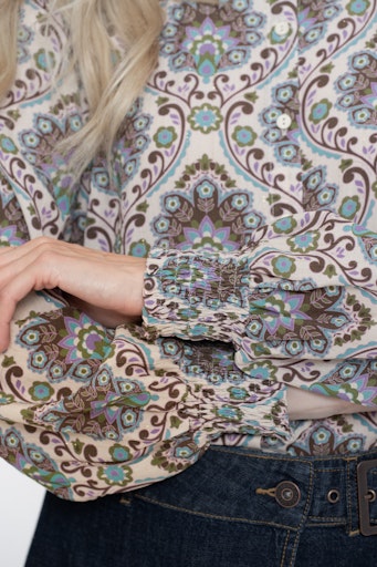 Blouses lange mouw blauw Geisha