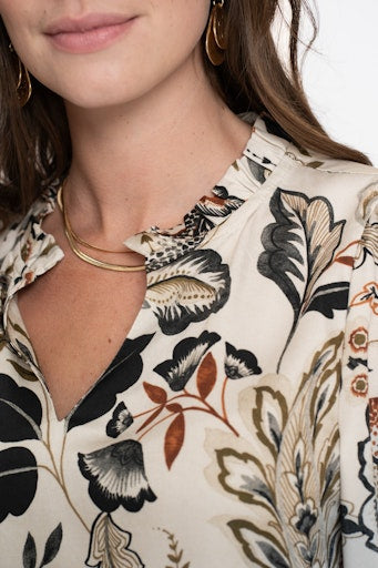 Blouses lange mouw beige Geisha