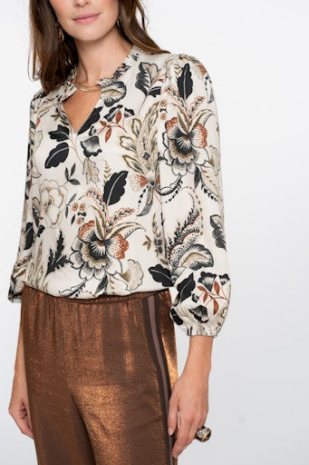 Blouses lange mouw beige Geisha