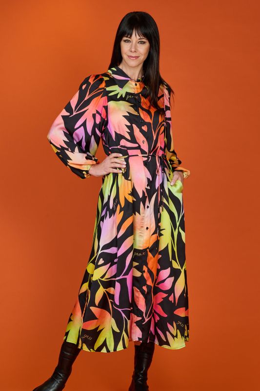 Jurken lange mouw multicolor YESS