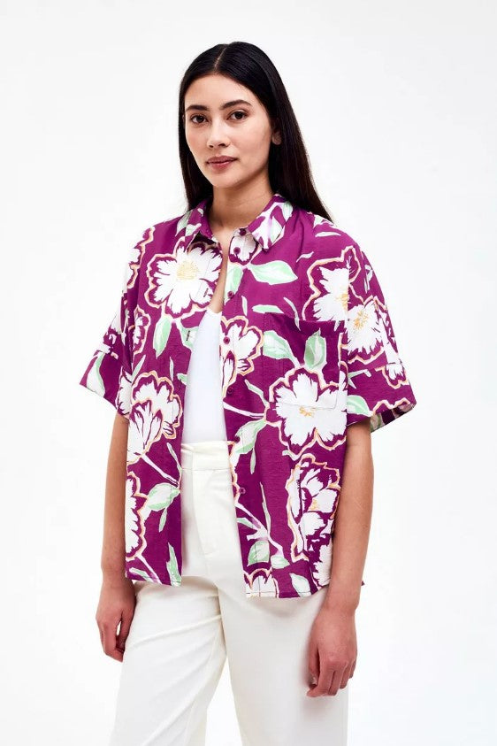 Blouses korte mouw paars CKS