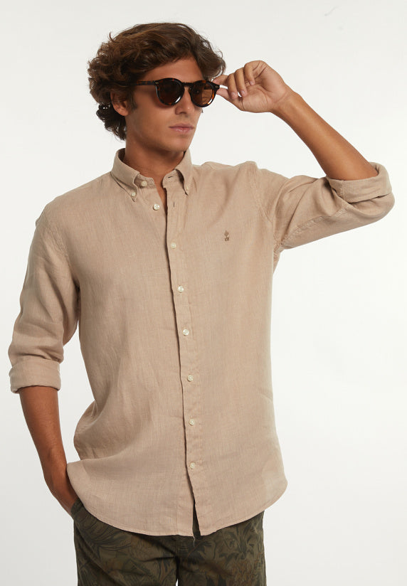 Hemden lange mouw beige River Woods
