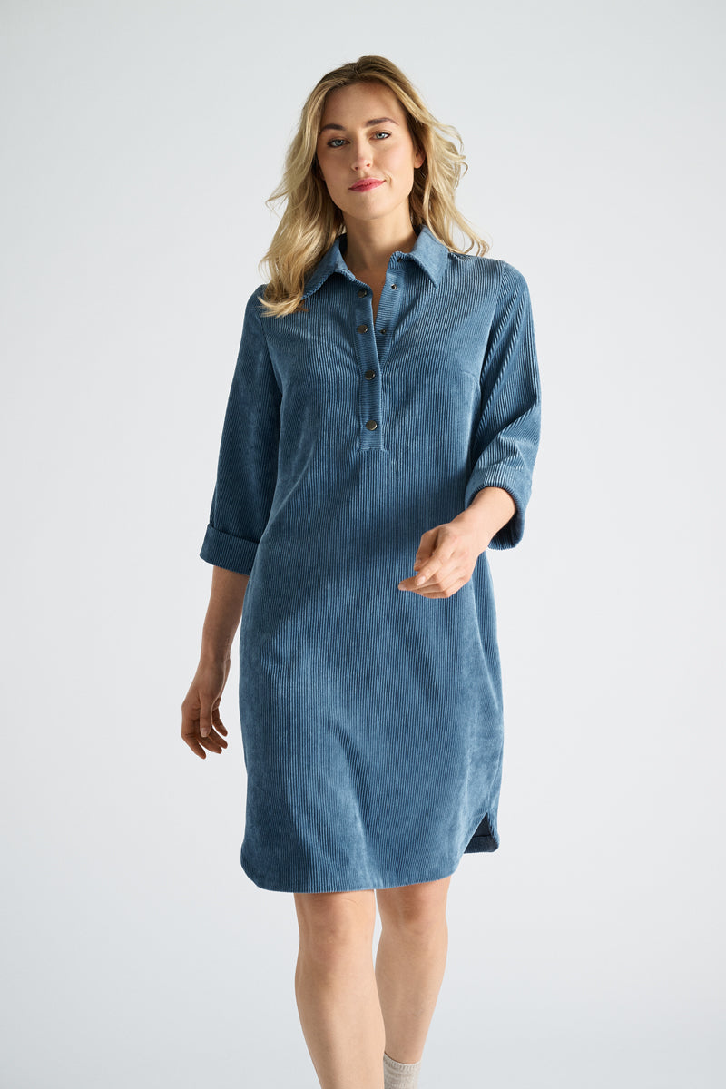 Jurken lange mouw blauw Marie Méro