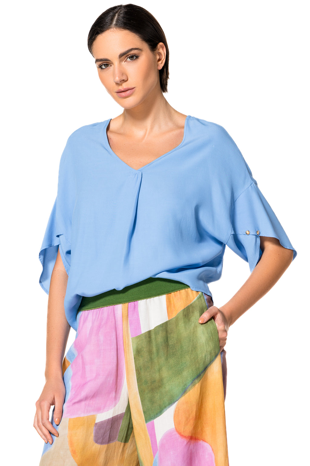 Blouses korte mouw blauw Caroline Biss