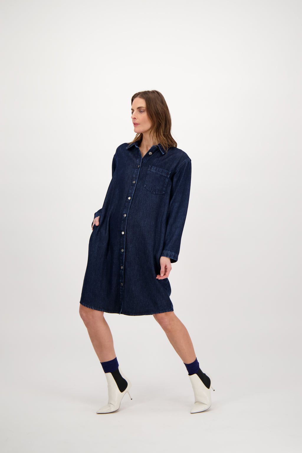 Jurken lange mouw blauw Hampton Bays