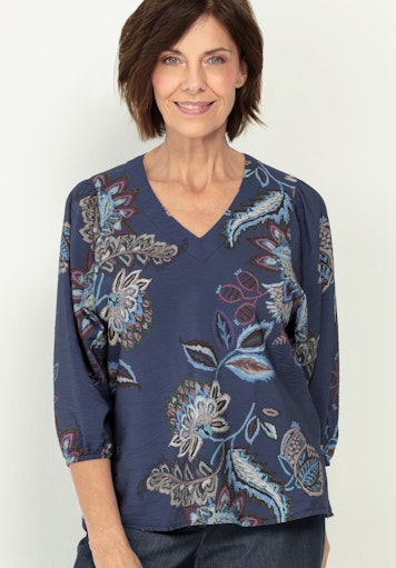 Blouses korte mouw blauw Bianca