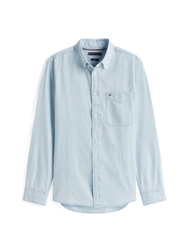 Hemden lange mouw blauw Tommy Hilfiger