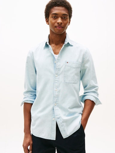 Hemden lange mouw blauw Tommy Hilfiger