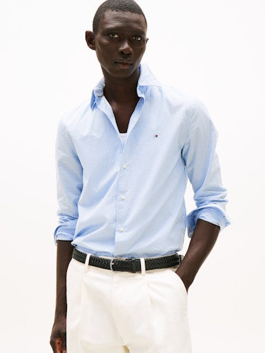 Hemden lange mouw blauw Tommy Hilfiger