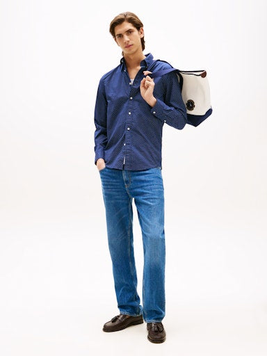 Hemden lange mouw blauw Tommy Hilfiger