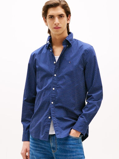 Hemden lange mouw blauw Tommy Hilfiger