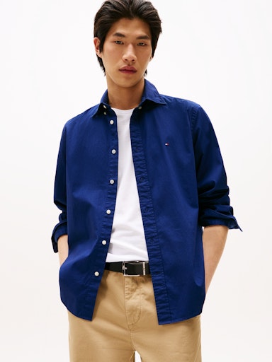 Hemden lange mouw navy Tommy Hilfiger