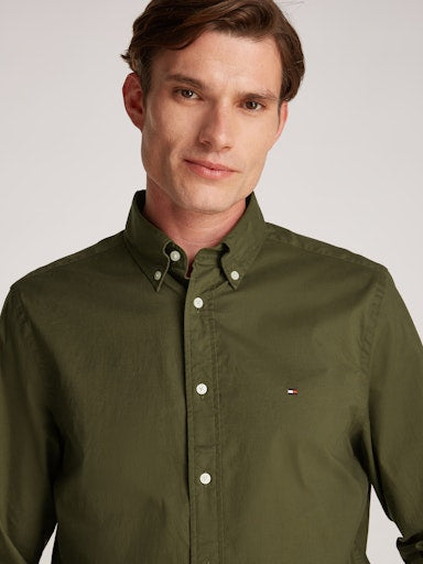 Hemden lange mouw groen Tommy Hilfiger