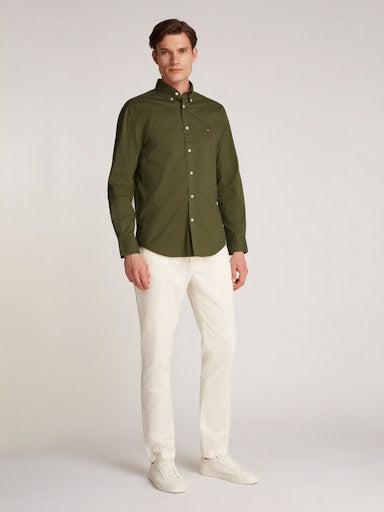 Hemden lange mouw groen Tommy Hilfiger