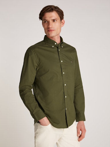 Hemden lange mouw groen Tommy Hilfiger