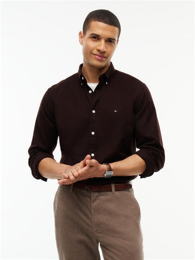 Hemden lange mouw bruin Tommy Hilfiger