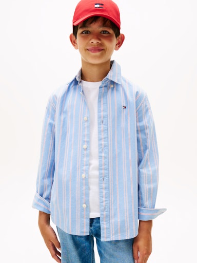 Hemden lange mouw blauw Tommy Hilfiger